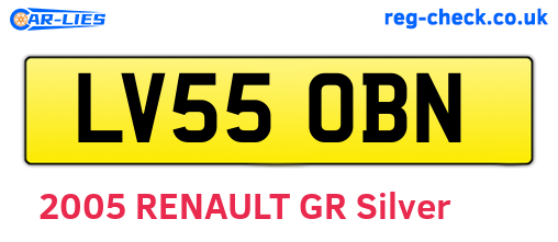 LV55OBN are the vehicle registration plates.