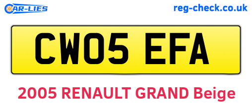 CW05EFA are the vehicle registration plates.