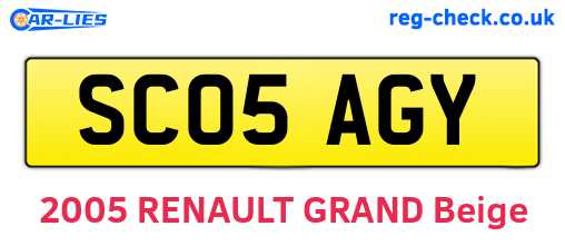 SC05AGY are the vehicle registration plates.