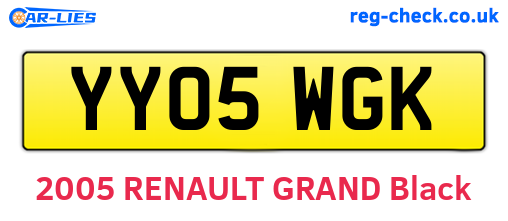 YY05WGK are the vehicle registration plates.