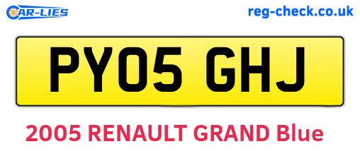 PY05GHJ are the vehicle registration plates.