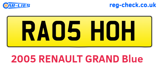 RA05HOH are the vehicle registration plates.