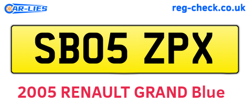 SB05ZPX are the vehicle registration plates.