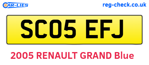 SC05EFJ are the vehicle registration plates.