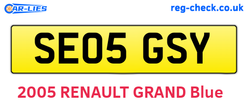 SE05GSY are the vehicle registration plates.