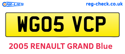 WG05VCP are the vehicle registration plates.