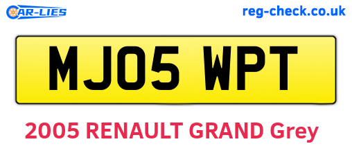 MJ05WPT are the vehicle registration plates.