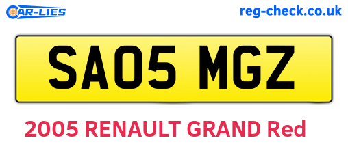 SA05MGZ are the vehicle registration plates.