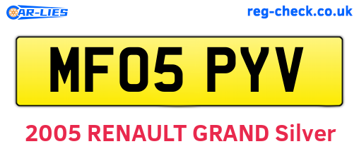 MF05PYV are the vehicle registration plates.