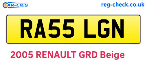 RA55LGN are the vehicle registration plates.