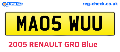 MA05WUU are the vehicle registration plates.
