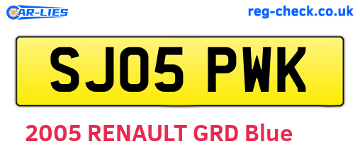 SJ05PWK are the vehicle registration plates.