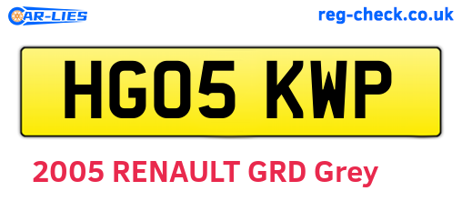 HG05KWP are the vehicle registration plates.