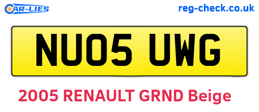 NU05UWG are the vehicle registration plates.