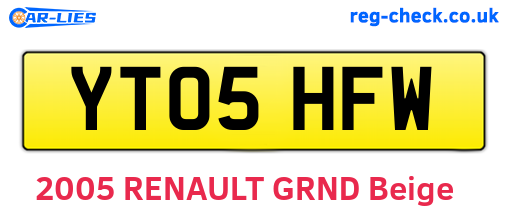 YT05HFW are the vehicle registration plates.