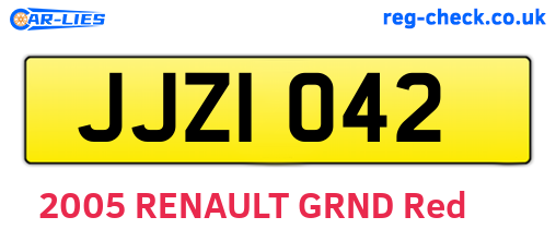 JJZ1042 are the vehicle registration plates.