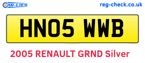 HN05WWB are the vehicle registration plates.