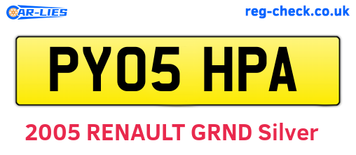PY05HPA are the vehicle registration plates.