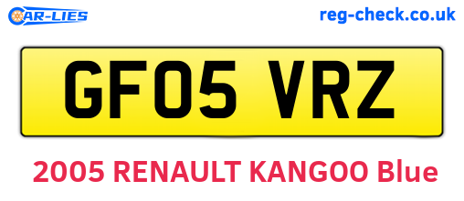 GF05VRZ are the vehicle registration plates.