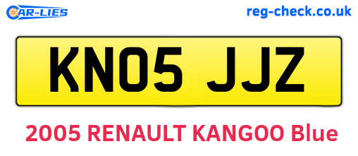 KN05JJZ are the vehicle registration plates.