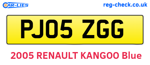 PJ05ZGG are the vehicle registration plates.