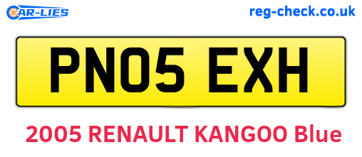 PN05EXH are the vehicle registration plates.