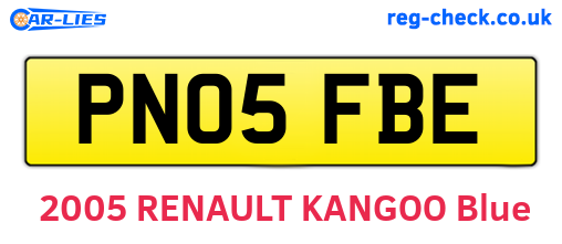 PN05FBE are the vehicle registration plates.