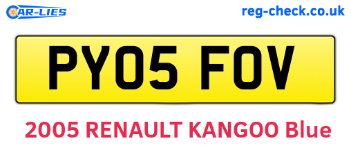 PY05FOV are the vehicle registration plates.