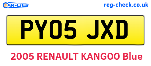 PY05JXD are the vehicle registration plates.