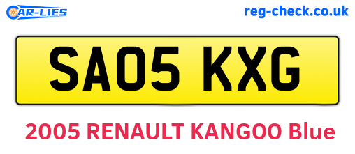 SA05KXG are the vehicle registration plates.