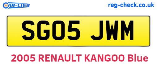 SG05JWM are the vehicle registration plates.