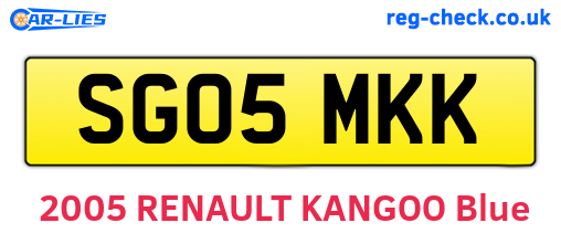 SG05MKK are the vehicle registration plates.