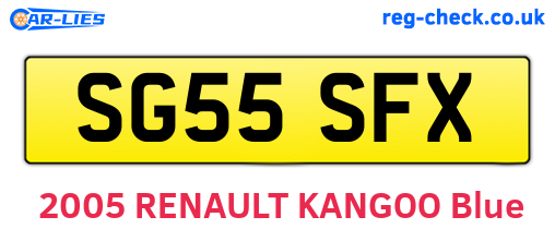 SG55SFX are the vehicle registration plates.