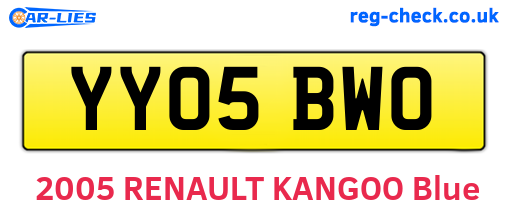 YY05BWO are the vehicle registration plates.