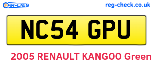 NC54GPU are the vehicle registration plates.