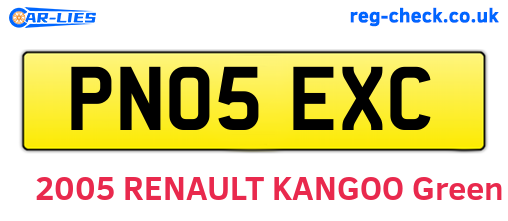 PN05EXC are the vehicle registration plates.