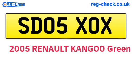 SD05XOX are the vehicle registration plates.