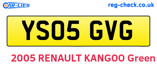 YS05GVG are the vehicle registration plates.