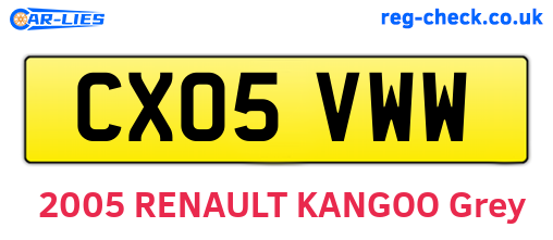 CX05VWW are the vehicle registration plates.