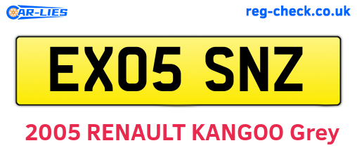 EX05SNZ are the vehicle registration plates.
