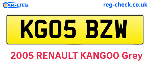 KG05BZW are the vehicle registration plates.