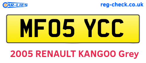 MF05YCC are the vehicle registration plates.