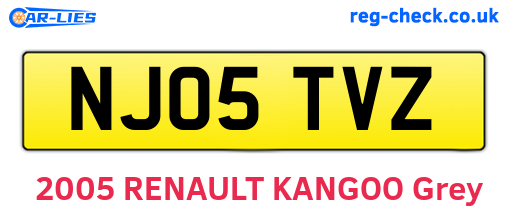 NJ05TVZ are the vehicle registration plates.