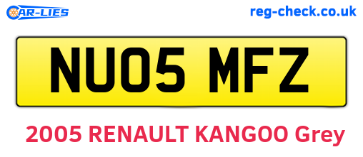 NU05MFZ are the vehicle registration plates.