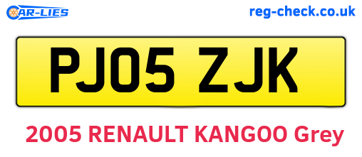 PJ05ZJK are the vehicle registration plates.
