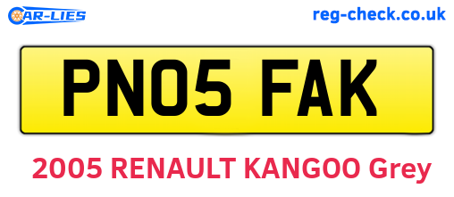 PN05FAK are the vehicle registration plates.