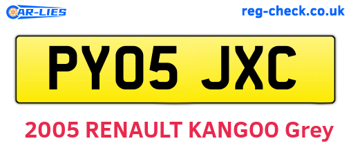 PY05JXC are the vehicle registration plates.