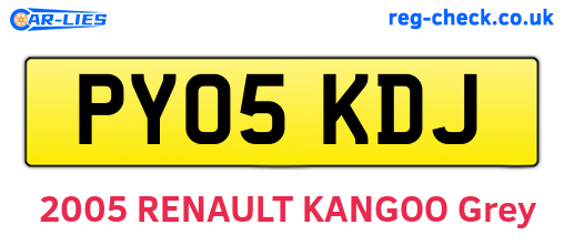 PY05KDJ are the vehicle registration plates.