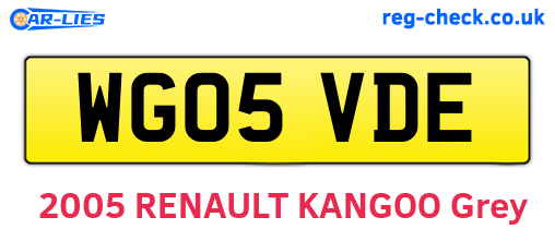 WG05VDE are the vehicle registration plates.