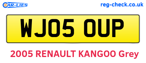 WJ05OUP are the vehicle registration plates.